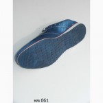 Джинсовые мокасины-кроссовки мужские синие на шнурках Турция код км061