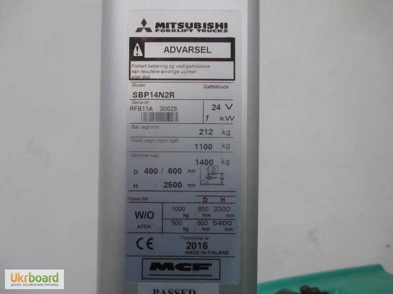 Фото 4. Продаётся новый Штабелер Mitsubishi SBP14N2 по доступной цене