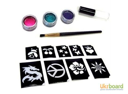 Фото 3. Украина.Трафарет для временного тату Shimmer Glitter Tattoos, набор для глиттер