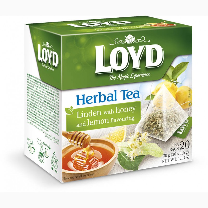 Фото 3. Чай травяной Loyd Липовый с Медом и Лимоном в пирамидках