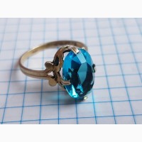 Кольцо с голубым камнем, серебро 875, позолота СССР