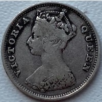 Гон Конг 10 центов 1895 год Серебро к33