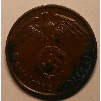 Германия 2 пфеннига 1938 J год