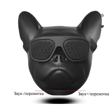 Фото 9. Аудио-колонка голова собаки в очках бульдог (Bluetooth) Портативная Bluetooth Колонка