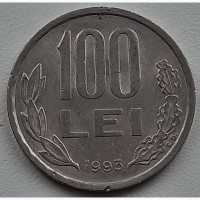 Румыния 100 лей 1993 год дм. 29 мм, вес 8, 75 г
