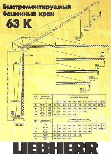 Фото 5. Продаем быстромонтируемый башенный кран LIEBHERR 63K, 6 тонн, 1994 г.в
