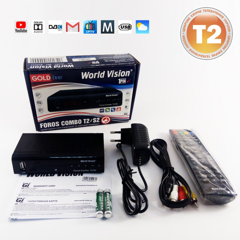Фото 3. Т2 тюнер World Vision Foros Combo - 32 HD канала и Youtube, IPTV, Megogo, Погода и Почта