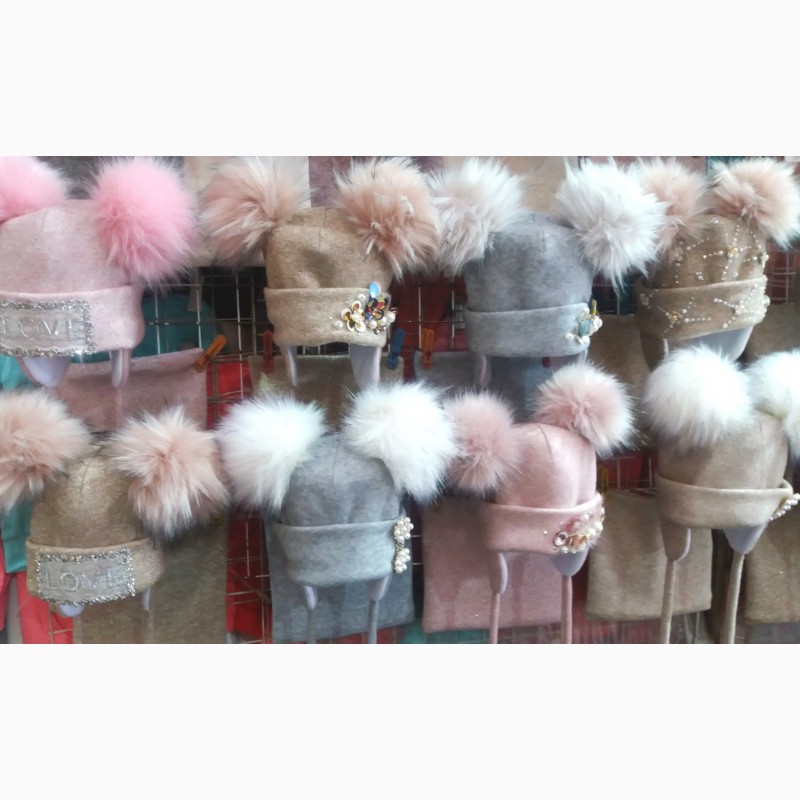 Фото 2. Тёплая зимняя шапка с завязками со снудом Зимушка для девочек 3- 9 лет ( 51-54 см)