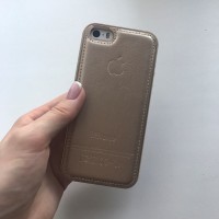 Алюминиевый бампер с кожаной крышкой на iPhone 5/5S