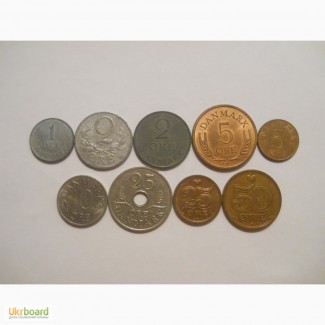 Монеты Дании (9 штук)