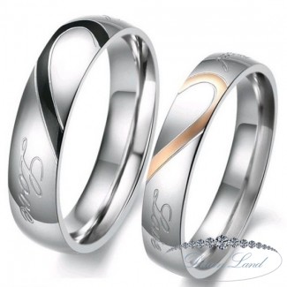 Два сердца Парные кольца для влюбленных из нержавеющей медицинской стали. кольцо