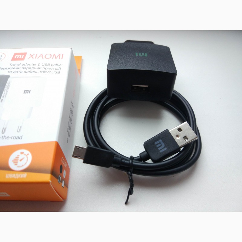 Фото 3. Зарядка сетевое зарядное устройство USB Xiaomi с кабелем MicroUSB на 2 ампера