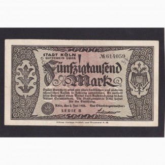 50 000 марок 1923г. 614059. Кёльн. Германия