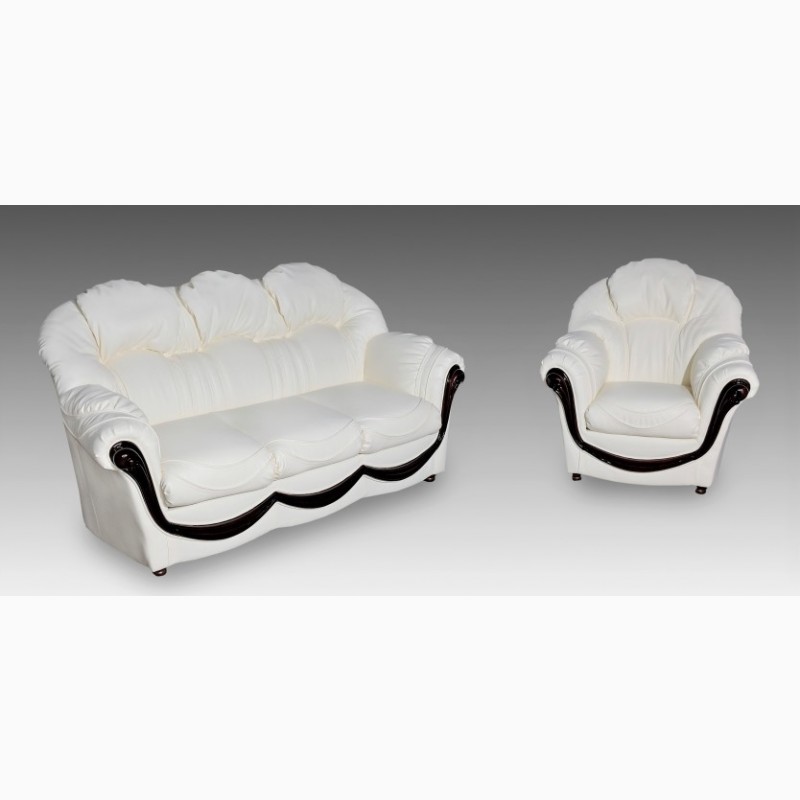 Фото 3. Шкіряний диван з кріслами Малібу в класичному стилі