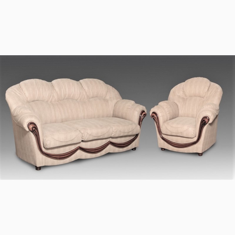 Фото 4. Шкіряний диван з кріслами Малібу в класичному стилі