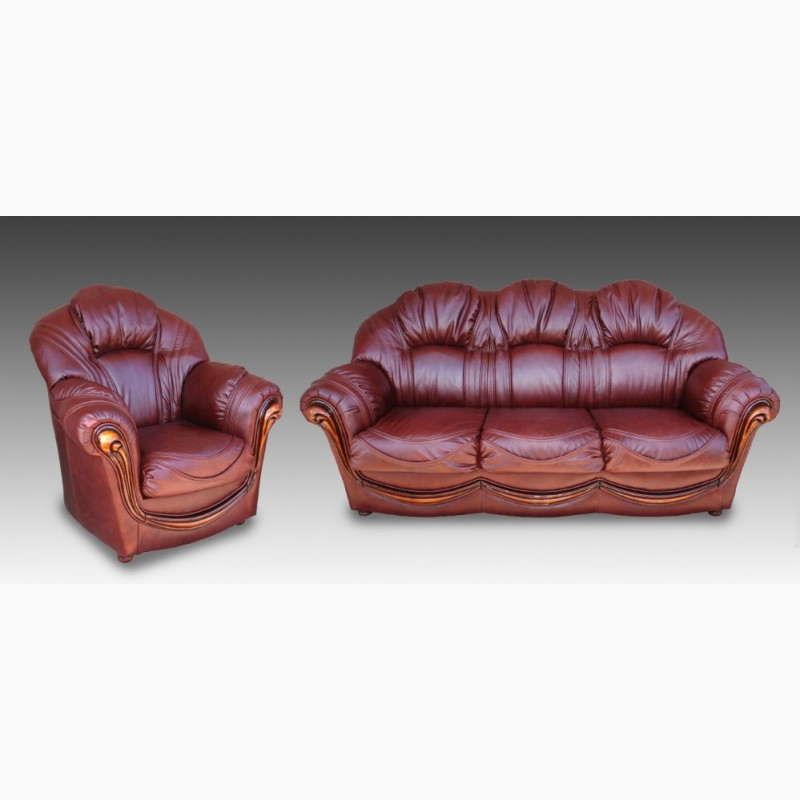 Фото 9. Шкіряний диван з кріслами Малібу в класичному стилі