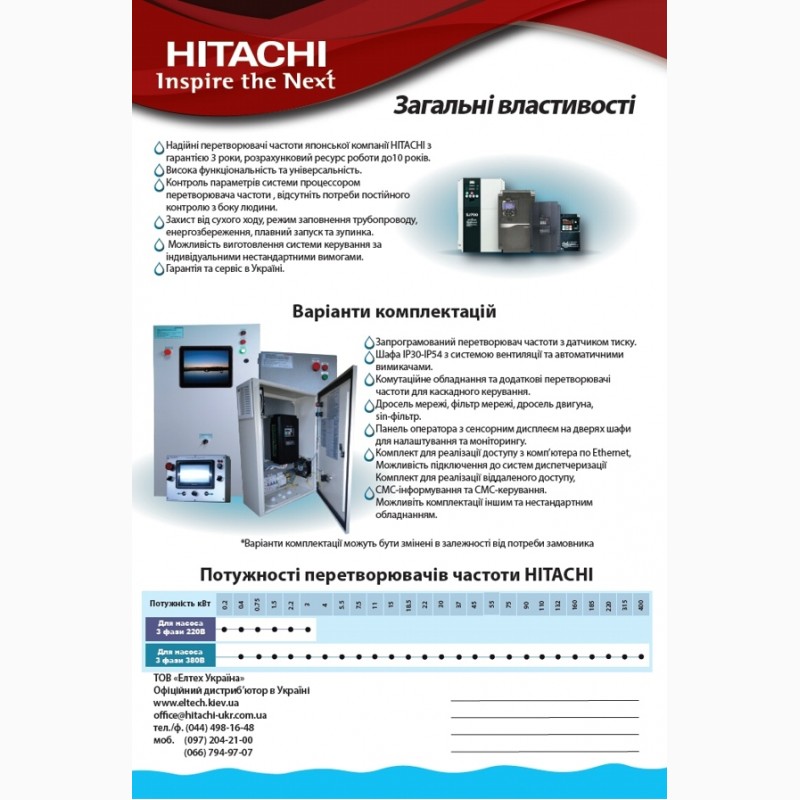 Фото 3. Автоматизация водоснабжения с преобразователями частоты Hitachi
