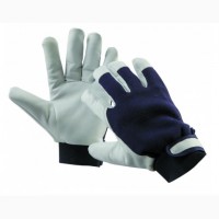 Робочі зимові комбіновані рукавички PELICAN BLUE WINTER з козиної шкіри та синьої бавовни