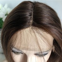 Парик из 100% натуральных волос 102 - женский парик из натуральных волос коричневый 42см