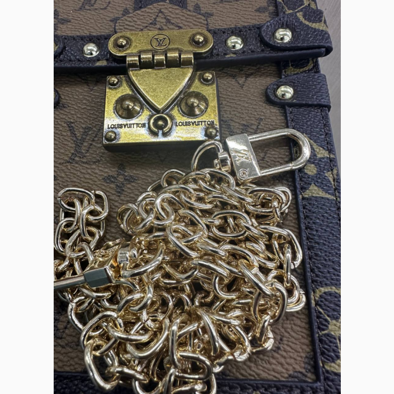 Фото 9. Клатч коричневий на ланцюжку жіночий Louis Vuitton для телефона Сумочка Луї Вітон Люкс