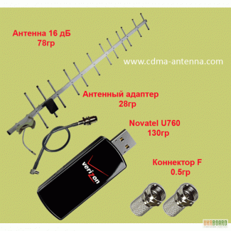 3G комплект модем Novatel U760 + антенна + антенный адаптер для модема + кабель