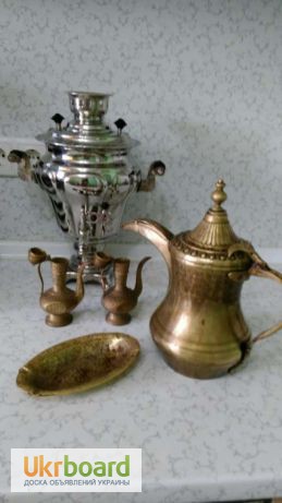 Фото 2. Латунь или бронза.самовар и набор чайников.антиквариат