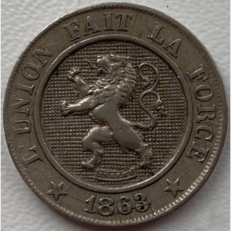 Бельгия 10 сантима 1863 г