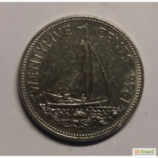 Багамы 25 центов 1966 год