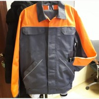 Полукомбинезон и куртка, саржа смесовка, серый с оранжевым
