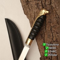 Нож Ручная Авторская Работа Позолота Документы N690 61HRC !!!СУПЕР ЦЕНА
