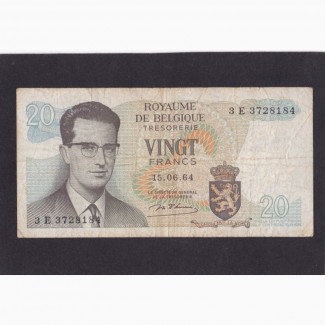 20 франков 1964г. 3E 3728184. Бельгия