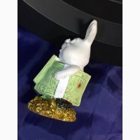 Статуэтка фигурка Белый денежны кролик керамика блеск Н2045