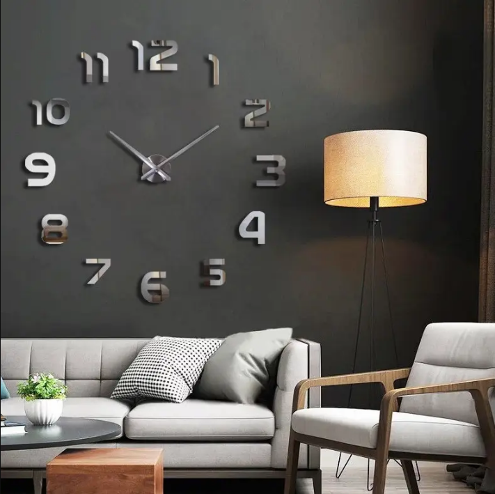 Фото 10. Великий Настінний 3D годинник 120 см сірий ZH002