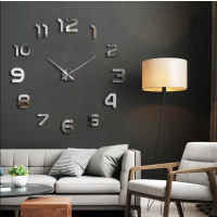 Великий Настінний 3D годинник 120 см сірий ZH002
