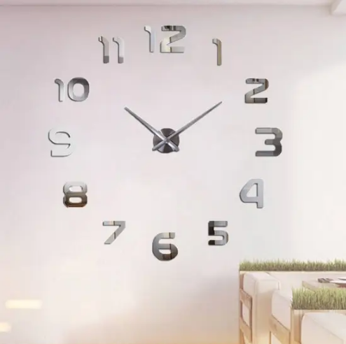 Фото 6. Великий Настінний 3D годинник 120 см сірий ZH002