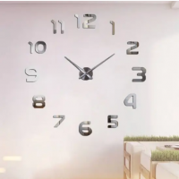 Великий Настінний 3D годинник 120 см сірий ZH002