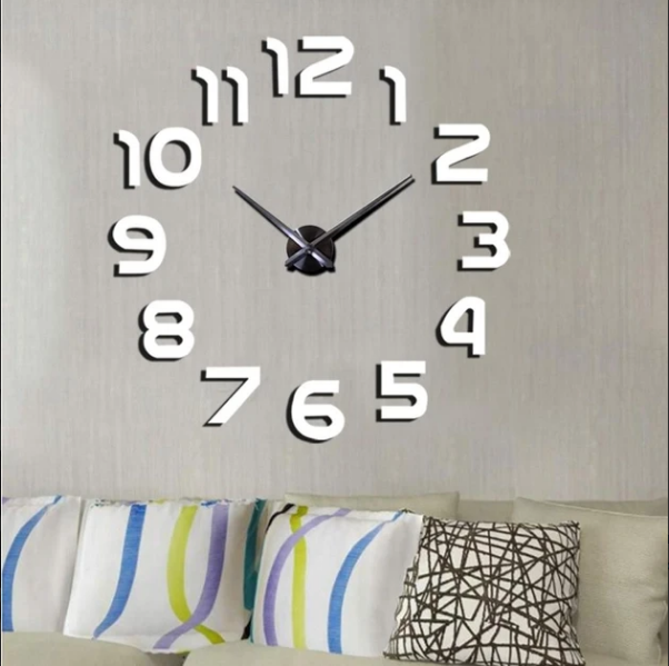 Фото 7. Великий Настінний 3D годинник 120 см сірий ZH002