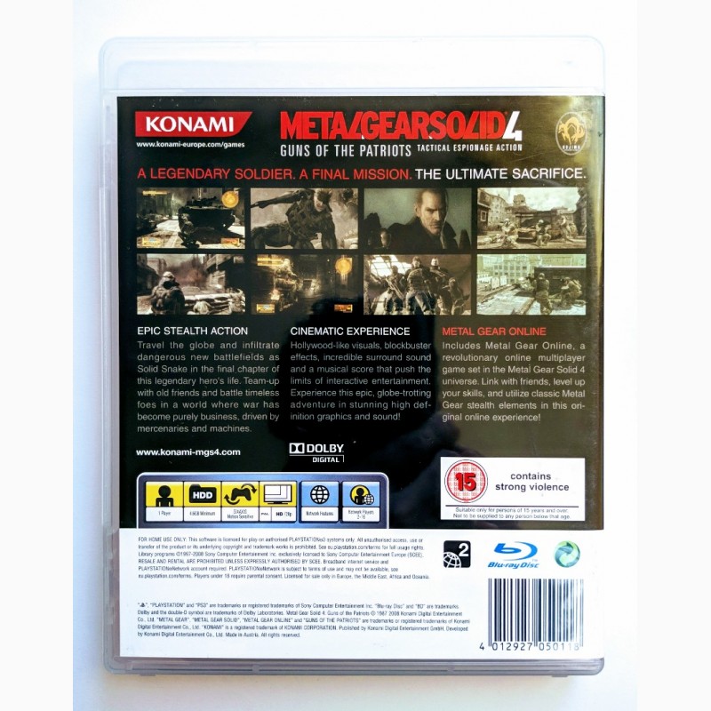 Фото 3. Metal Gear Solid 4 Guns of the Patriots PS3 диск