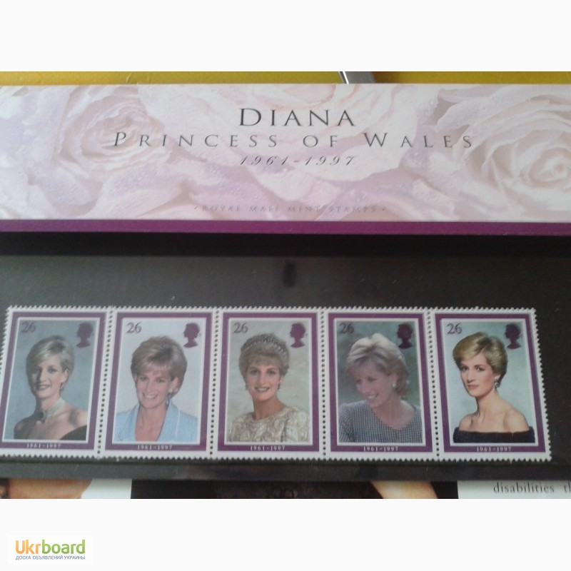 Фото 5. Буклет 1961-1997г.г. Принцесса Диана. 5 марок - сцепка