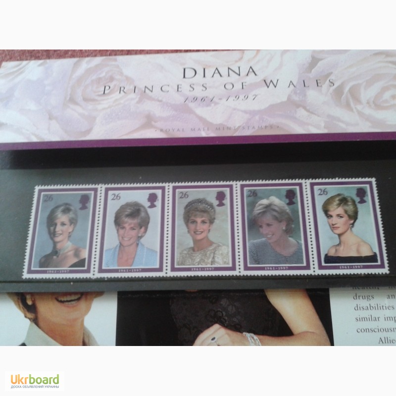 Фото 7. Буклет 1961-1997г.г. Принцесса Диана. 5 марок - сцепка