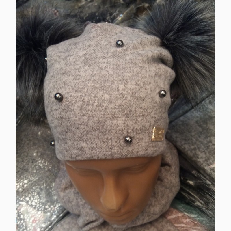 Фото 3. Зимние комплекты: шапка на флисе со снудом для девочек-подростков, объём головы 48-56 см