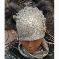 Зимние комплекты: шапка на флисе со снудом для девочек-подростков, объём головы 48-56 см