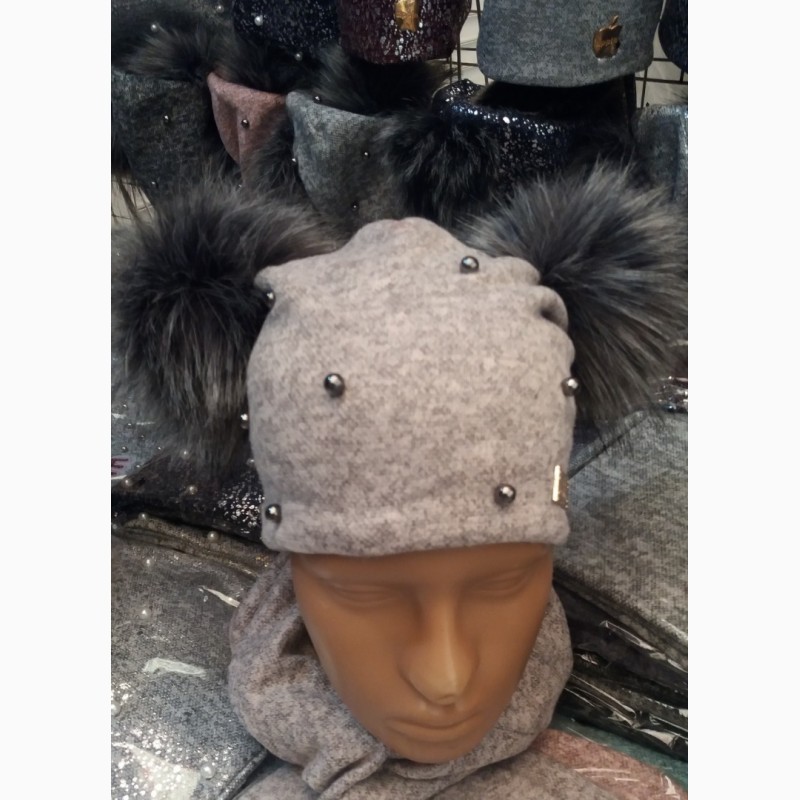 Фото 5. Зимние комплекты: шапка на флисе со снудом для девочек-подростков, объём головы 48-56 см