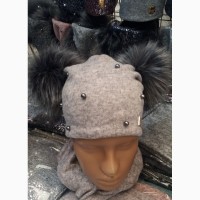 Зимние комплекты: шапка на флисе со снудом для девочек-подростков, объём головы 48-56 см