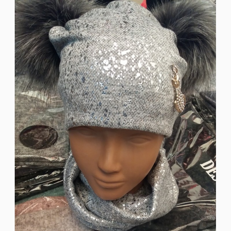 Фото 6. Зимние комплекты: шапка на флисе со снудом для девочек-подростков, объём головы 48-56 см