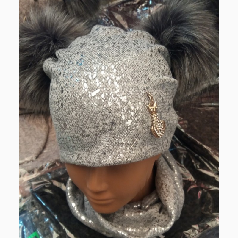 Фото 7. Зимние комплекты: шапка на флисе со снудом для девочек-подростков, объём головы 48-56 см