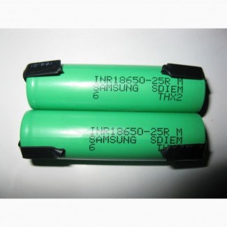 Аккумуляторы SAMSUNG INR18650-25RM (с никелевыми лентами для пайки)