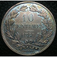 Люксембург 10 сантимов 1854 РЕДКИЙ ГОД В СОХРАНЕ