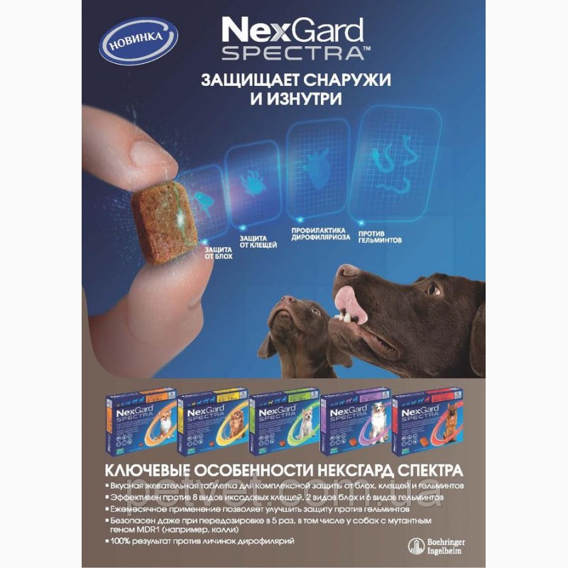 Фото 3. NexGard Spectra таблетки против блох, клещей и гельминтов НексГард Спектра