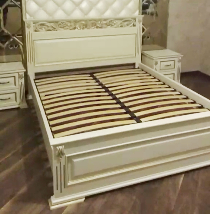 Фото 7. Двуспальная кровать Лорен с комодами из массива ясеня
